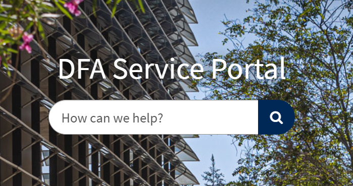 DFA Service Portal homepag